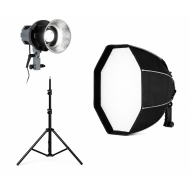 COB LED 100w BI-color Nuolatinės Šviesos Komplektas, šviesdėžė 50 cm, stovas 215 cm 