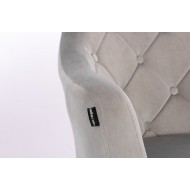 Kėdė-fotelis pilkas veliūras-juodas pagrindas su ratukais HR831K