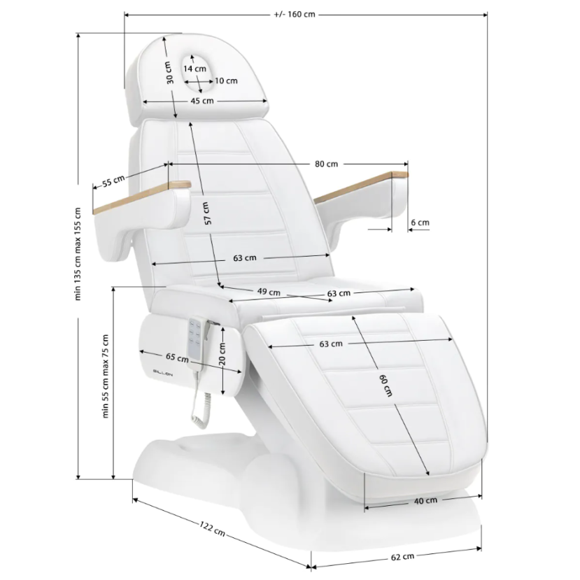 Elektrinė kosmetologinis gultas SILLON Lux 273b SH, 3 variklių, baltos spalvos Elektrinė kosmetologinis gultas SILLON Lux 273b SH, 3 variklių, baltos spalvos